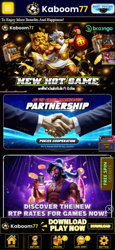 Kaboom Casino home experience on a mobile device
